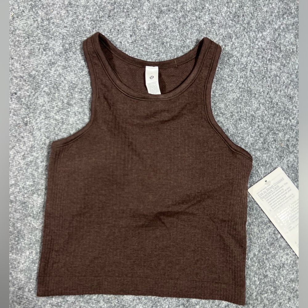 NWT Lululemon Ebb To Street Cropped Tank Top Size 4  Espresso Brown
